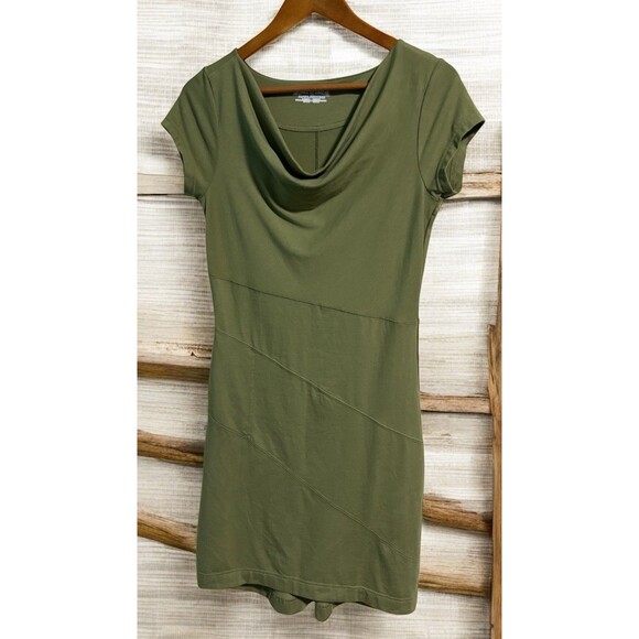 Royal Robbins Dress Women’s XS Green Asymmetrical Travel Cowl Neck Zip Pocket - Picture 1 of 5
